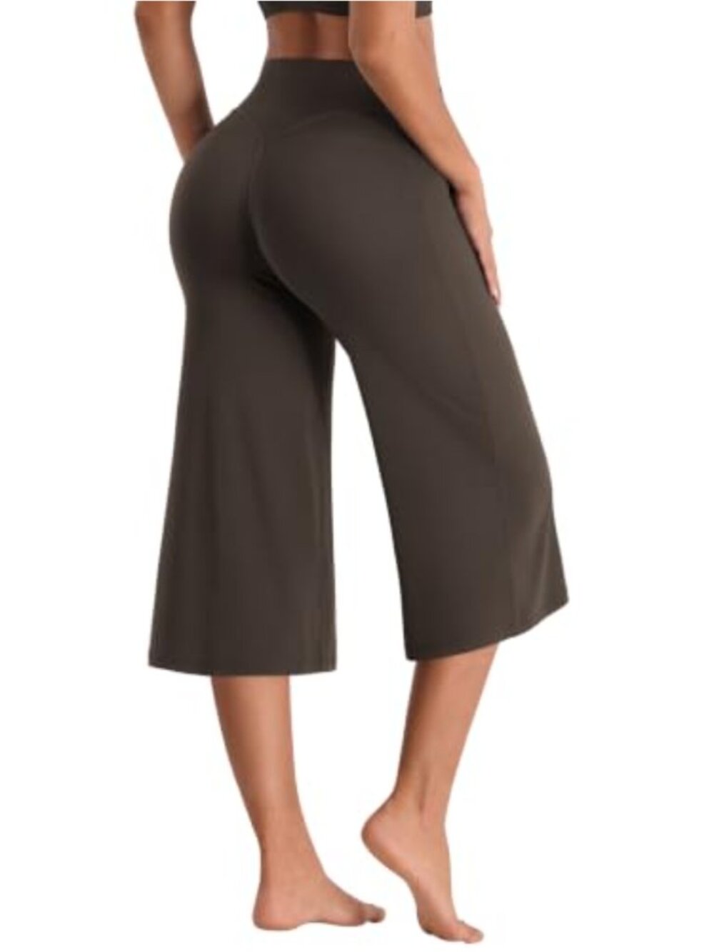 Nylon Spandex Capri Leggings Low Rise Wide Leg No Front Seam Straight Leg Yoga